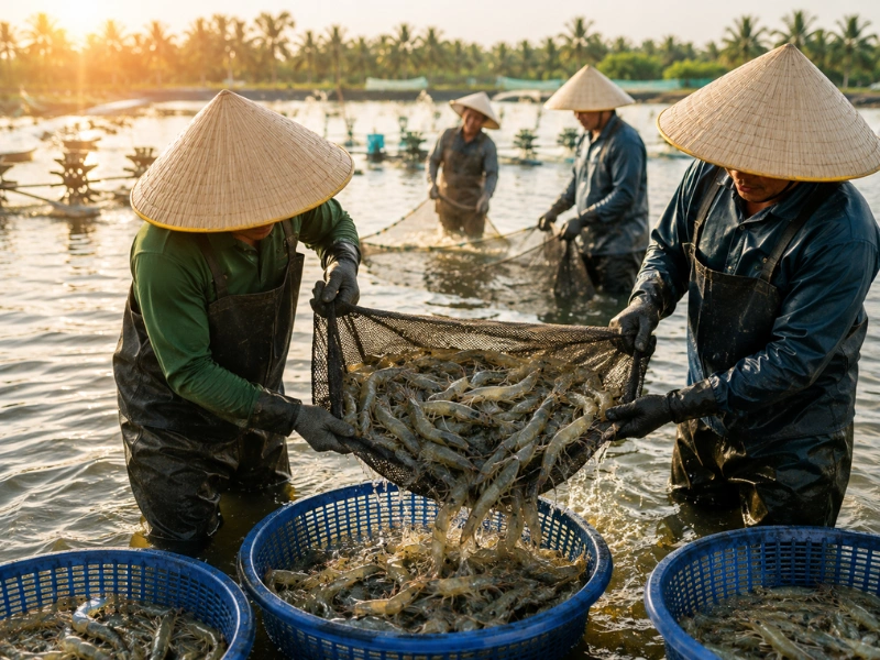 Vùng thu hoạch tôm đảm bảo nguồn gốc rõ ràng