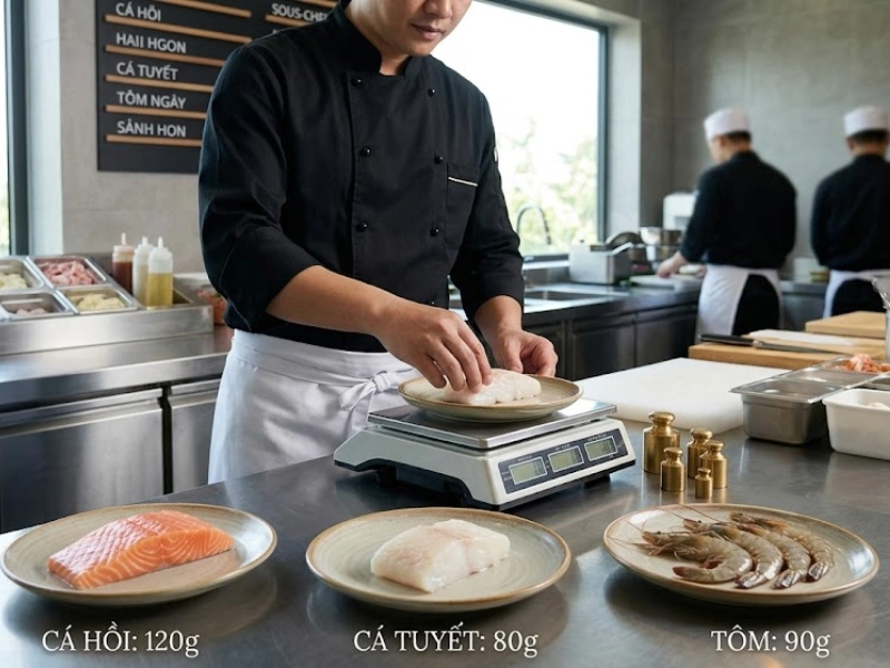 định lượng hải sản cho nhà hàng